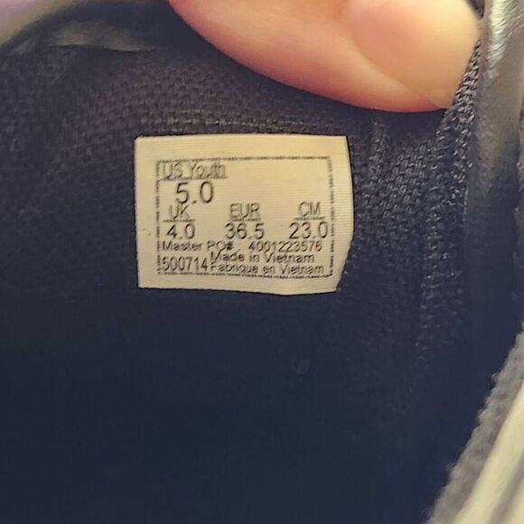 Vans size 5 canvas lace up sneakers dark kids youth - Picture 3 of 5